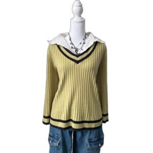 Requirements layered sweater top v neck long sleeve